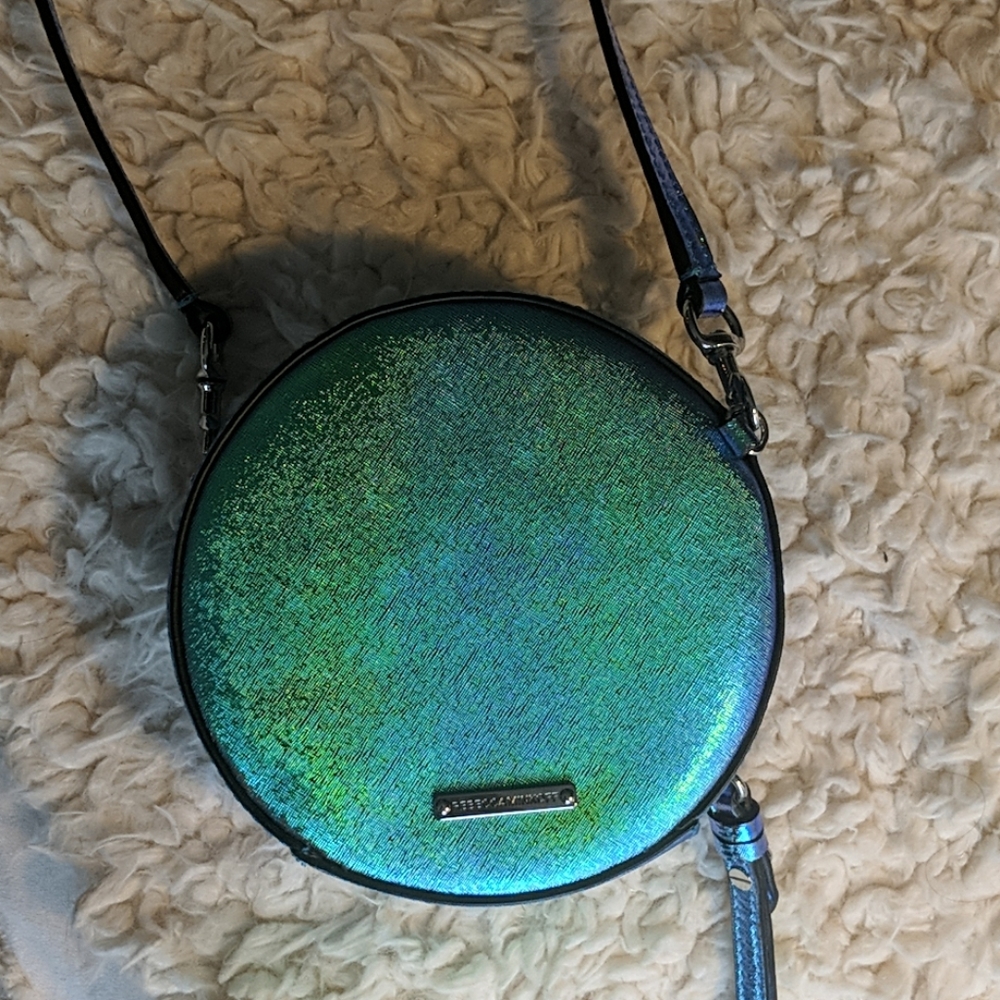 Rebecca Minkoff blue iridescent circle bag